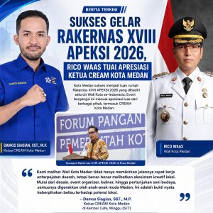 Sukses Gelar Rakernas XVIII APEKSI 2026, Rico Waas Tuai Apresiasi Ketua CREAM Kota Medan