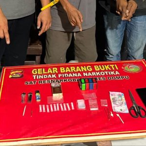 Tak Henti Polres Dompu Tumpas Penjahat Narkoba, Tiga Pelaku dan BB 5.54 Gram Sabu di Amankan
