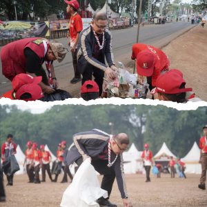 Aries Agung Paewai dan Arum Sabil Turun Langsung Bersihkan Sampah di Bumi Perkemahan Cibubur