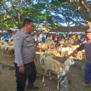 Polsek Dukun Cek Pasar Kambing Kencana, Dukung Ketahanan Pangan di Kabupaten Gresik