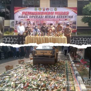 Polres Majalengka Musnahkan 2.079 Botol Miras, Polisi Ungkap Produksi Tembakau Sintetis