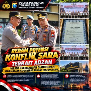 Sukses Mitigasi Konflik SARA Video Viral TikTok, Polsek Krembangan Terima Penghargaan dari Kapolres Tanjung Perak