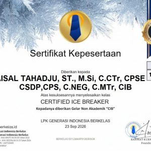 Faisal Tahadju Kini Resmi Jadi Fasilitator ‘Certified Ice Breaker’ Profesional