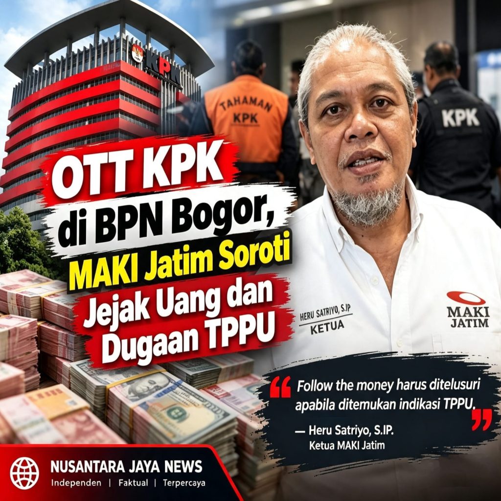 OTT KPK di BPN Bogor, MAKI Jatim Soroti Jejak Uang dan Dugaan TPPU