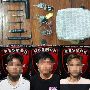 Tiga Terduga Residivis Pelaku Curanmor Diamankan Polrestabes Surabaya