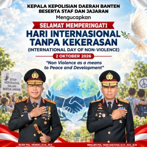 Polda Banten Ajak Masyarakat Wujudkan Perdamaian pada Hari Internasional Tanpa Kekerasan
